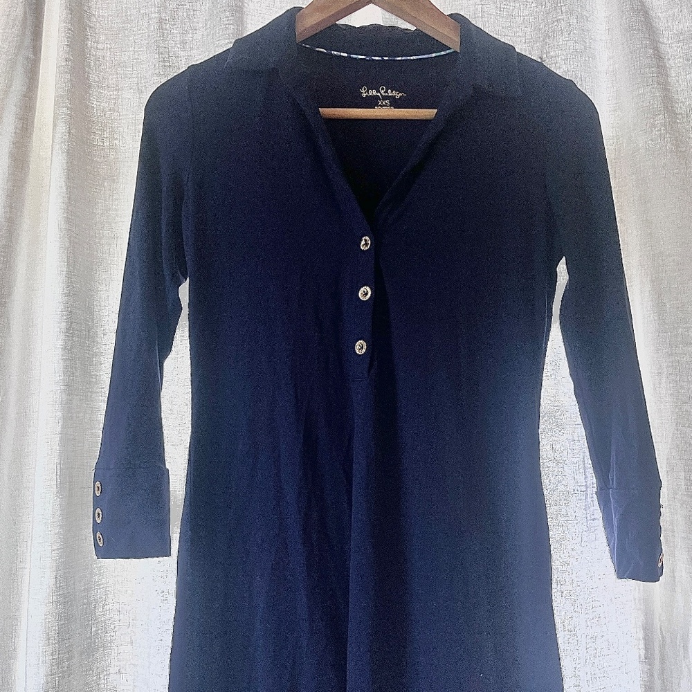 Brand New Lilly Pulitzer 3/4 Sleeve Short Dress- Navy Blue Size XXS